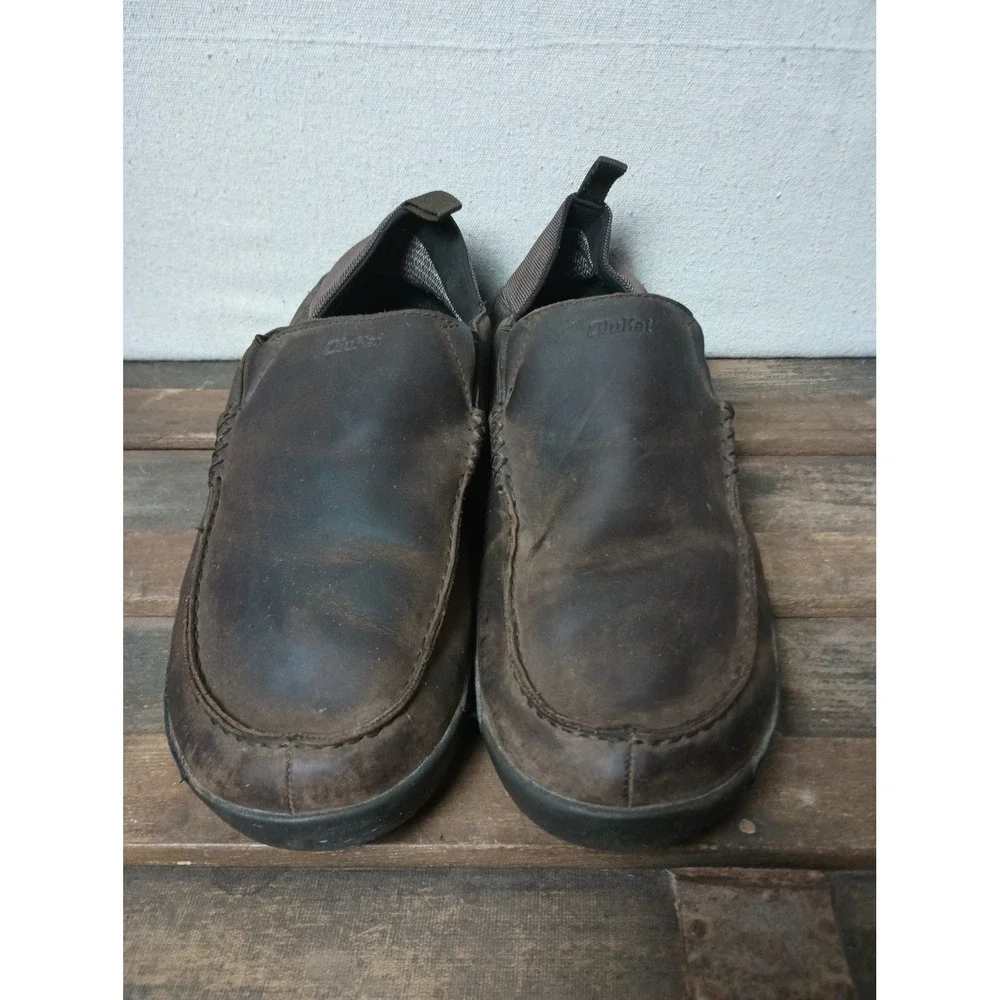 OluKai Leather Loafer‎ Slip On Comfort Casual Shoes Brown Mens Size M14